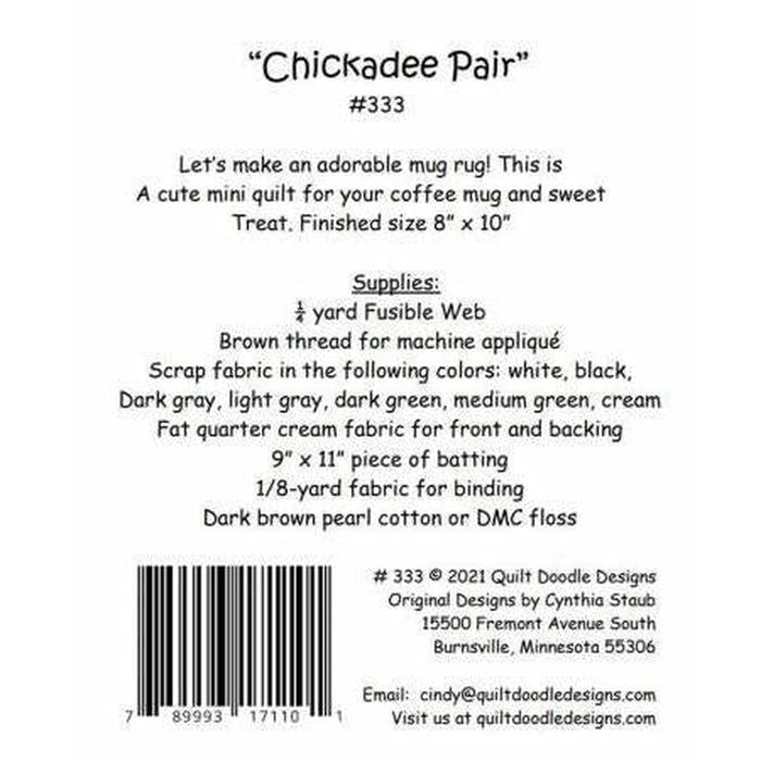 Pattern: Chickadee Pair Mug Rug