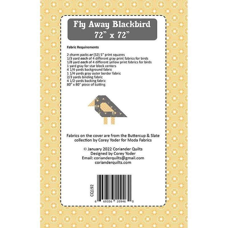 Pattern:  Fly Away Blackbird  72"  72" Charm Friendly