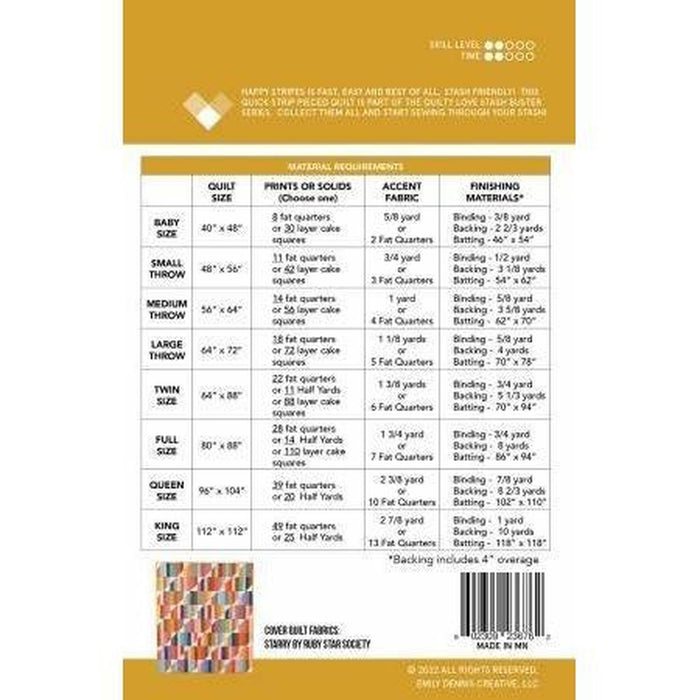 Pattern: Happy Stripes Quilt by Emily Dennis of Quilty Love