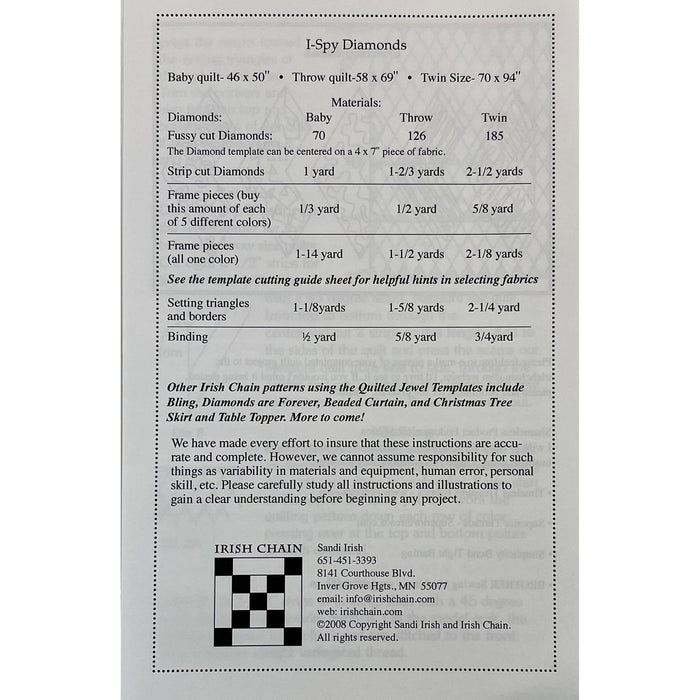 Pattern: I Spy Diamonds (includes template)