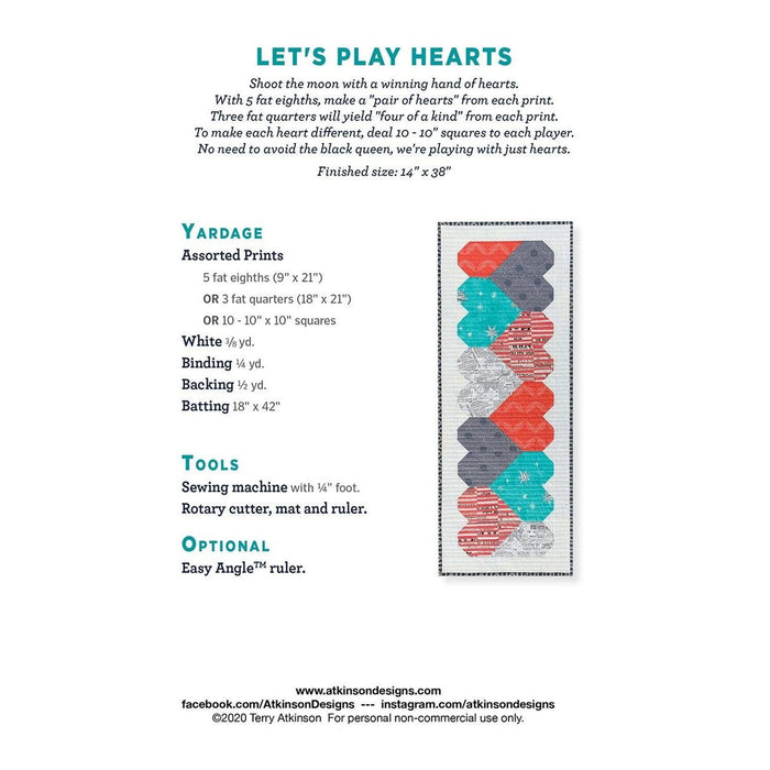 Pattern:  Let's Play Hearts Runner