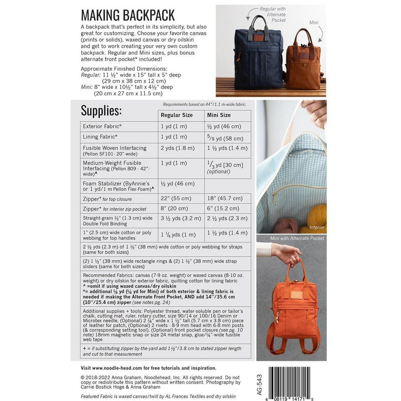Pattern: Making Backpack