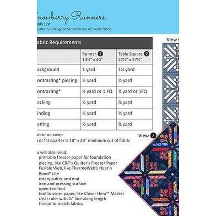 Pattern: Snowberry Runners Foundation Paper Piecing