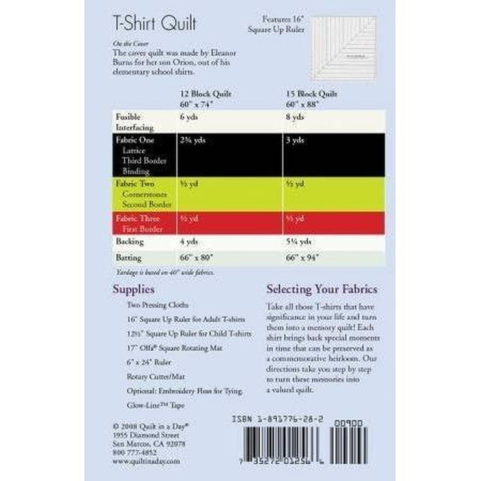 Pattern:  T-Shirt Quilt