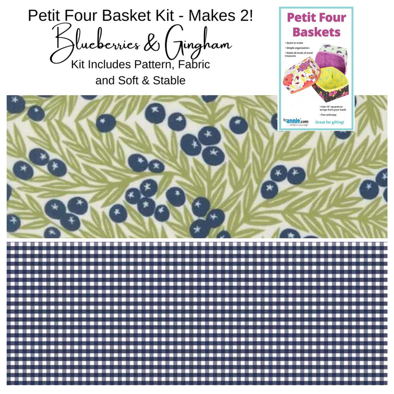Kit: Petit Four Baskets Blueberries & Gingham