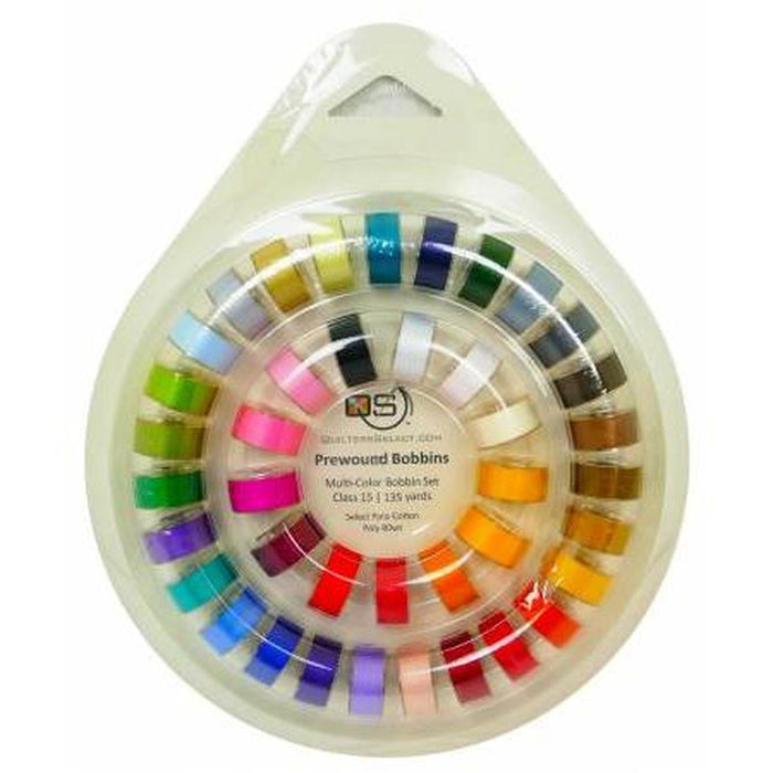 Prewound Class 15 Bobbins 40ct With Bobbin Ring in Multi Colors