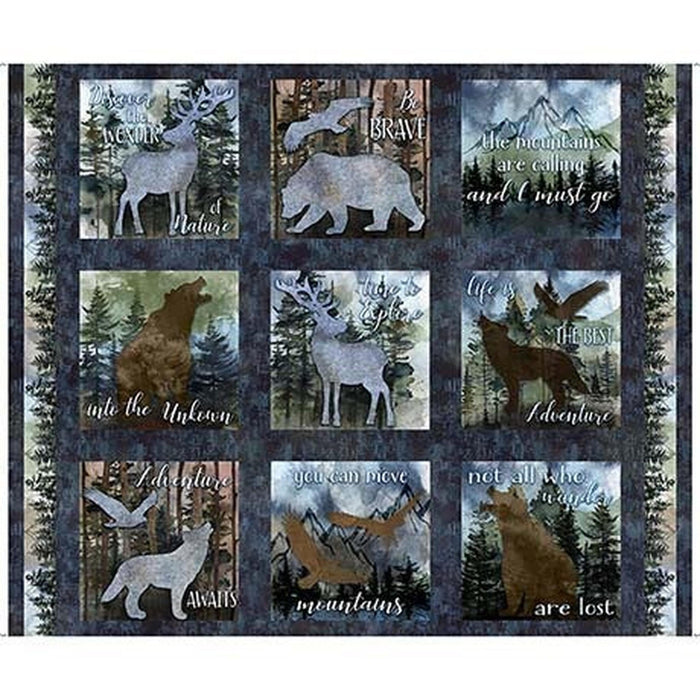 QT The Wonder of Nature - Lodge Picture Patches Panel - Navy (36" x 44")