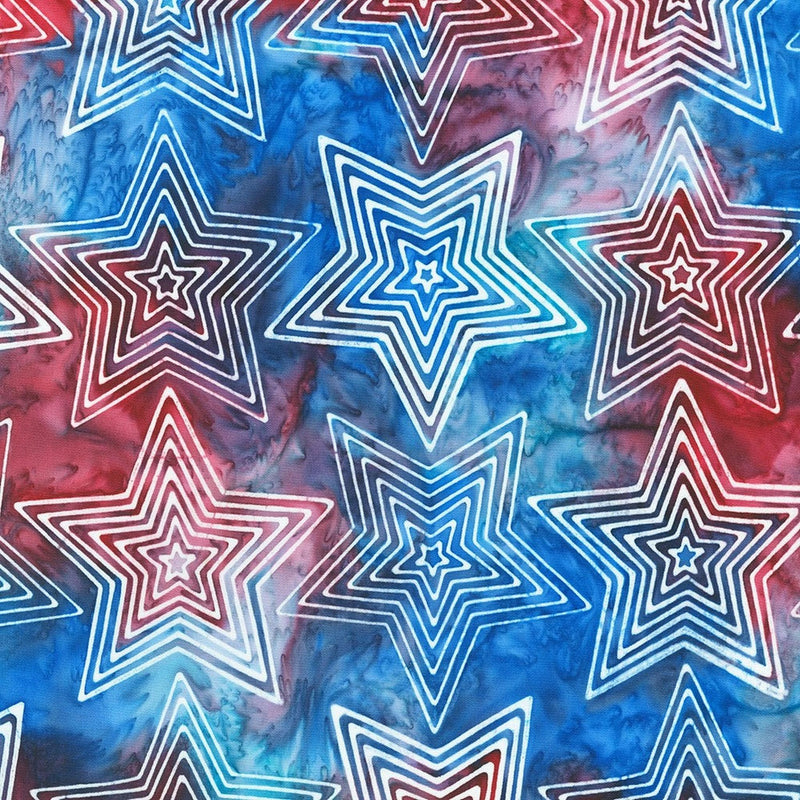 RK Artisan Batiks: Liberty 2 - Striped Stars: Americana