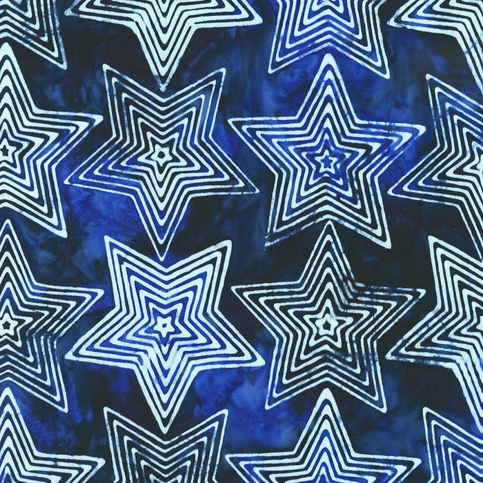 RK Artisan Batiks: Liberty 2 - Striped Stars: Blue
