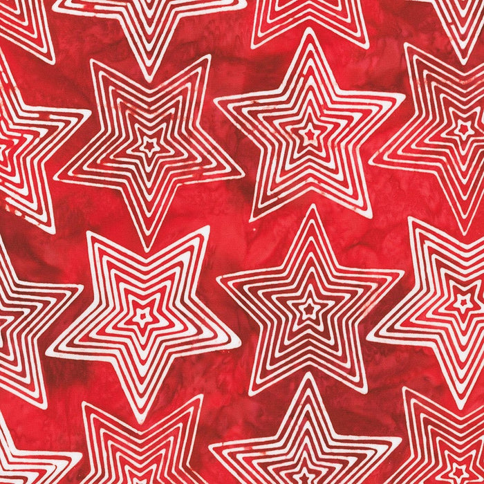 RK Artisan Batiks: Liberty 2 - Striped Stars: Red