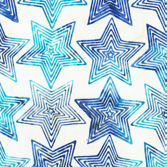 RK Artisan Batiks: Liberty 2 - Striped Stars: White