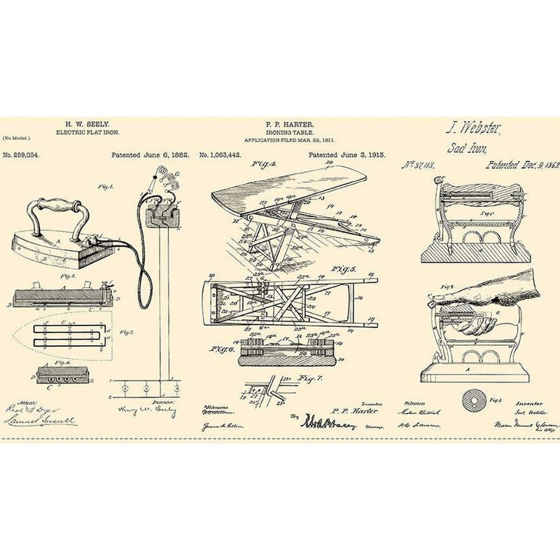 Riley Blake Press On: Pressed Patents Panel: Parchment (24" x 43")