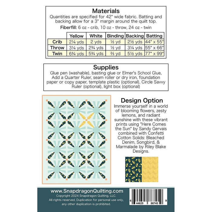 Sunshine Puff Quilt Pattern