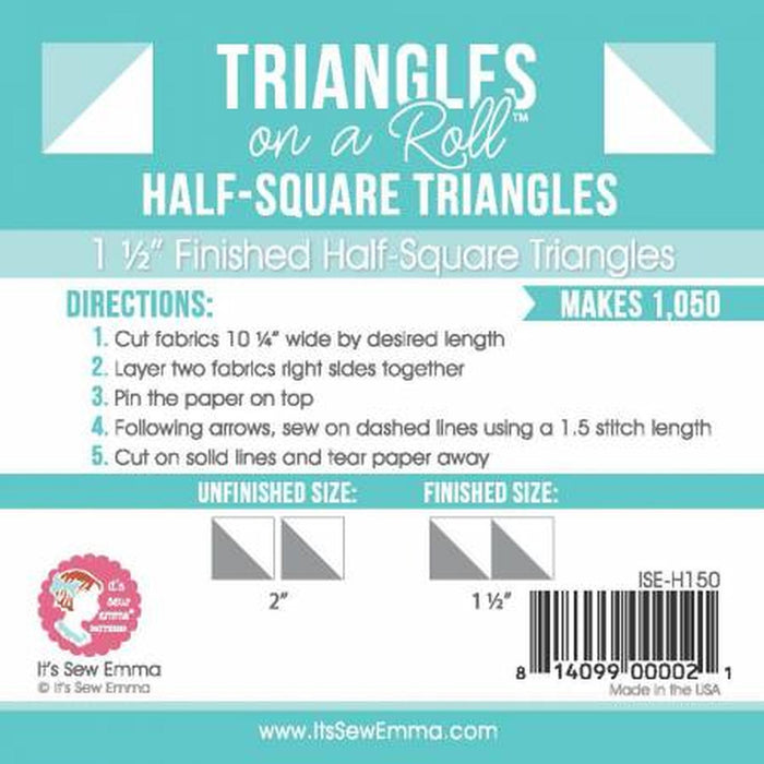 Triangles on a Roll 1 1/2" Half Square Triangle