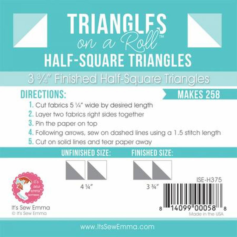 Triangles on a Roll 3 3/4" Half Square Triangle