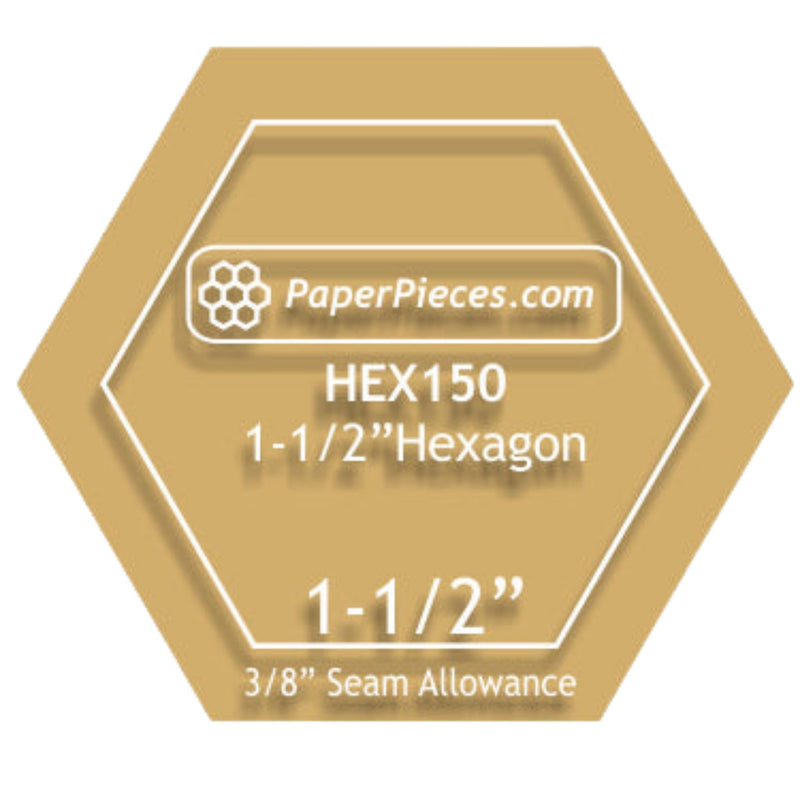 Paper Pieces: Hexagon 1 1/2" - Acrylic Cutting Template