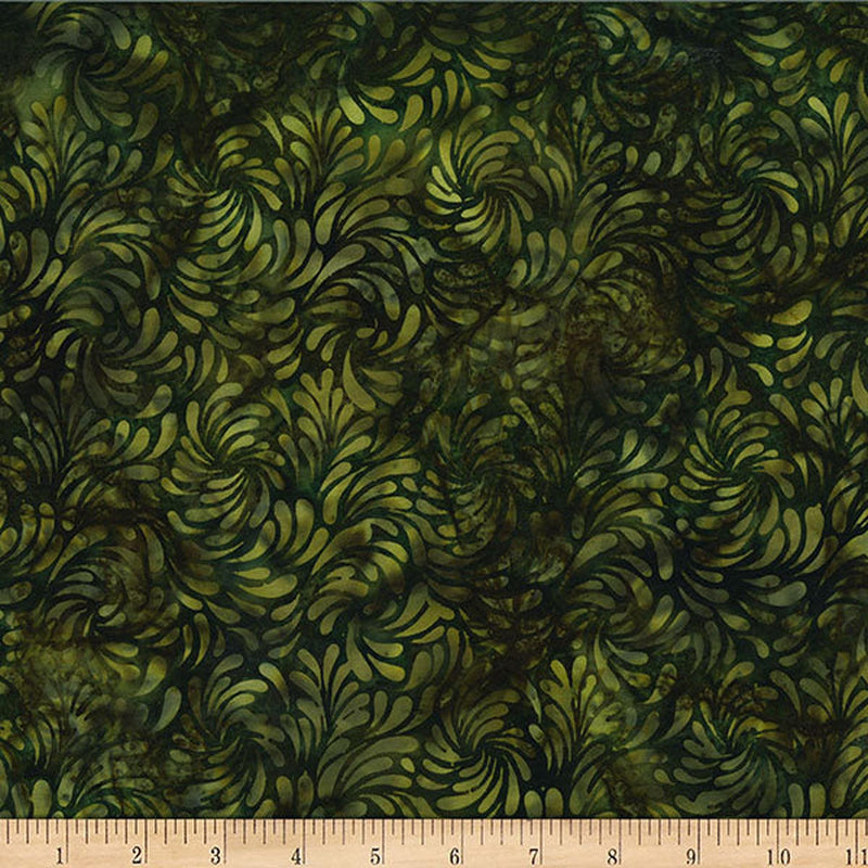 Bali Batik - Swirly Petals - Forest