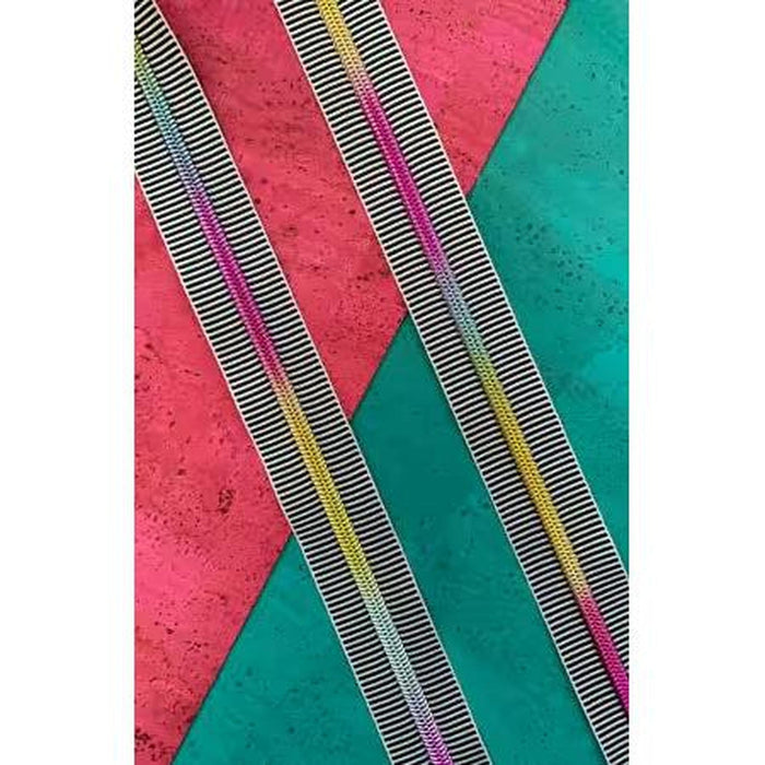Zipper - Black Stripe Tape with Rainbow Teeth #5