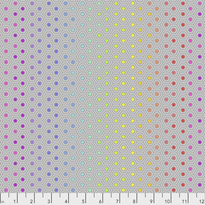 Hexy Rainbow In Dove Fabric